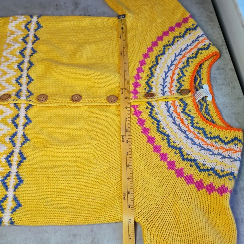 Sundance Cardigan Sweater Womens M Wool Cashmere Blend Yellow Fair Isle Nordic - Picture 9 of 9
